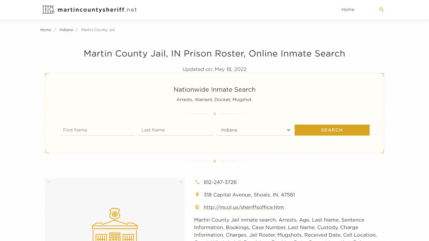 Martin County Jail, IN Prison Roster, Online Inmate Search ...