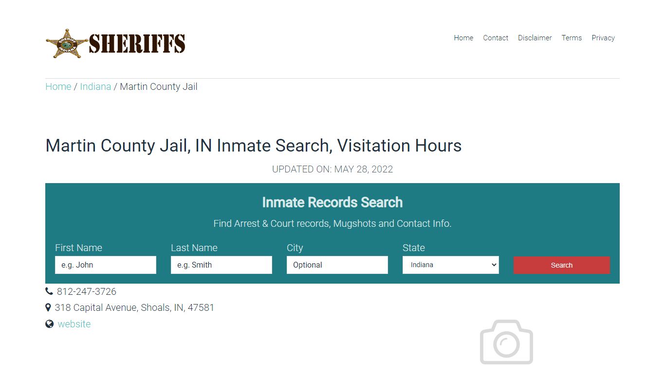 Martin County Jail, IN Inmate Search, Visitation Hours
